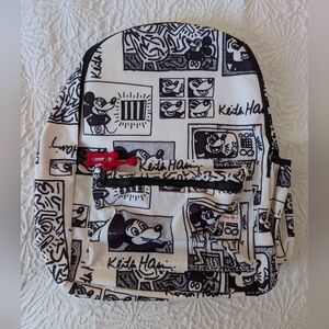 Mickey Mouse Graphic Print Backpack with Red Accents
